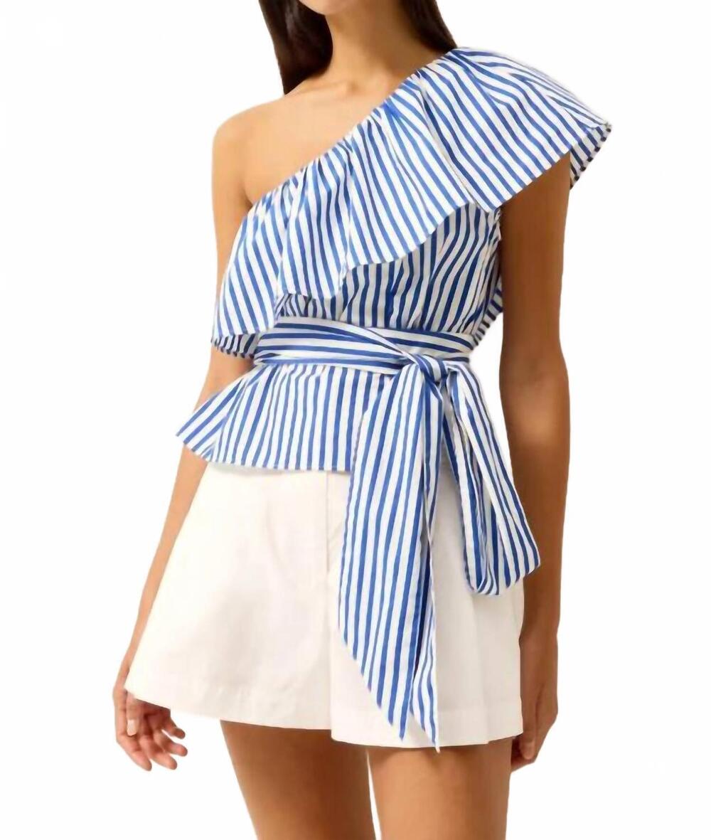 NEW MARIE OLIVER idah one-shoulder ruffle top in surf